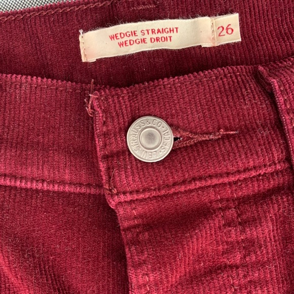 Red Levi’s Corduroy Wedgie Straight - Picture 3 of 4